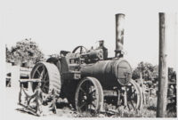 A photograph of Fowell traction engine number 52 owned by P E Elbourne, Meldreth. The photographer was the late Alan Duke and the photo was taken at Meldreth, Cambridgeshire in May 1939